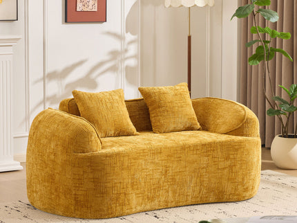 Curved 2 Person Compress Sofa With Armrests, Includes Pillows