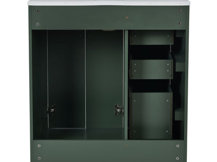 Ceramic Sink Combo, Freestanding Vanity Set With 3 Drawers & Soft Closing Doors