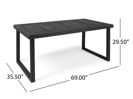 Outdoor 6 Seater Dining Set With Bench - Dark Gray / Light Gray