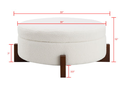 Round Storage Ottoman, Footrest Stool For Living Room