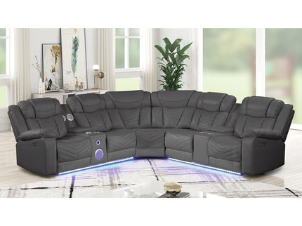 Challenger - Recliner Sectional Sofa, Built In USB, C Ports & Bluetooth
