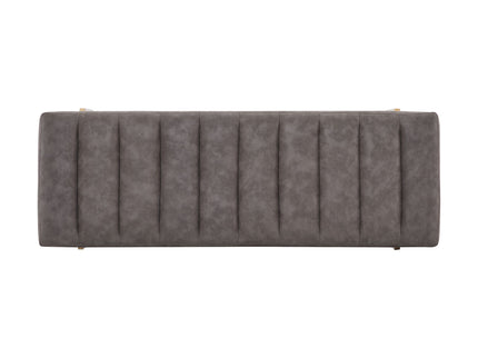 Thorian - Luxury Upholstered Ottoman Bench With Channel Tufting And Metal Base - Gold / Gray