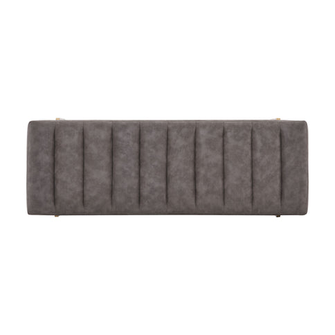Thorian - Luxury Upholstered Ottoman Bench With Channel Tufting And Metal Base - Gold / Gray
