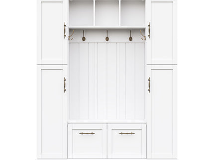 Hall Tree With 4 Side Cabinets