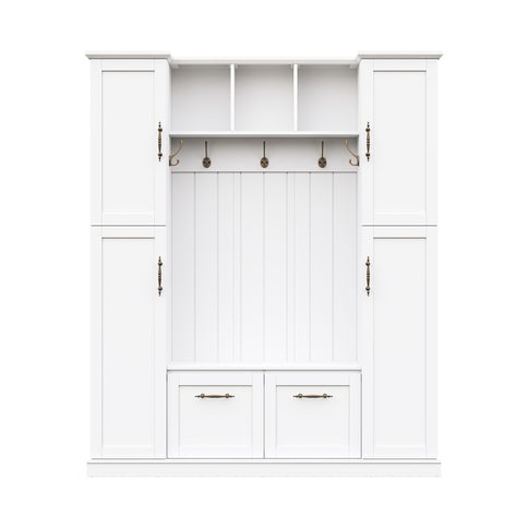 Hall Tree With 4 Side Cabinets