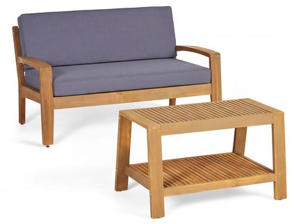 2 Piece Outdoor Conversation Set (Loveseat & Coffee Table With Water-Resistant Cushions)