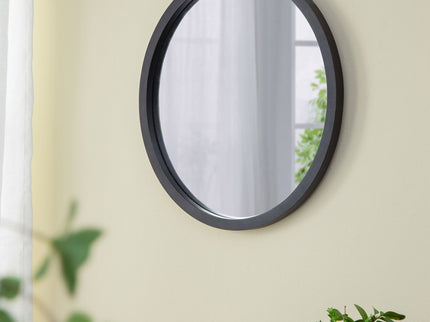 Circle Wall Mirror With Wooden Frame, Wall Mirror For Living Room