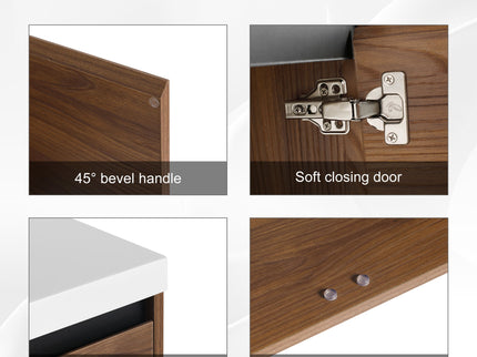 Bathroom Vanity Set With Resin Countertop Sink And 2 Doors, Engineered Wood