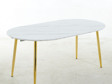 Extendable Oval Dining Table - White Marble