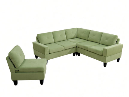 Modular L - Shaped Sectional Sofa, 6 Seater, 4 Piece Couch With Chaise - Green