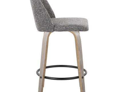 Toriano - Contemporary Fixed Height Counter Stool With Swivel & Round Footrest (Set of 2)