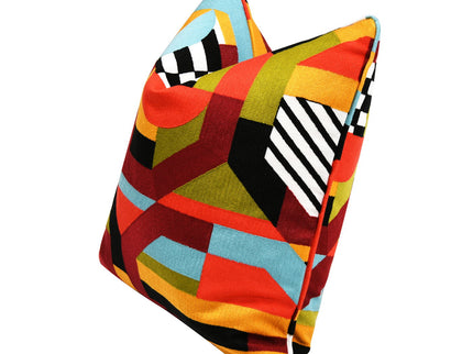 La Broderie - Square Embroidered Throw Pillow & Feather Down Insert - Colorpop Multicolored Embroidery