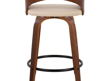 Grotto - Mid-Century Modern Fixed Height Counter Stool & Swivel With Round Footrest (Set of 2)