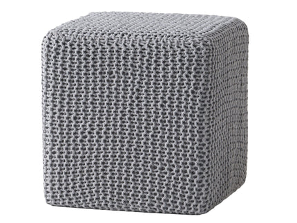Chabani - Indoor Modern Knitted Fabric Cube Pouf Ottoman - Light Gray