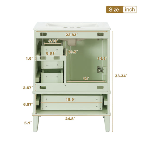 Bathroom Vanity, Modern Bathroom Cabinet With Sink Combo Set, Bathroom Storage Cabinet With A Soft Closing Door And 3 Drawers, Solid Wood Frame