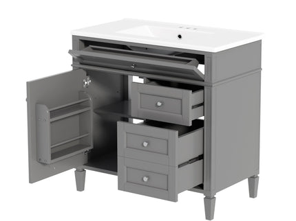Bathroom Vanity With Top Sink, 2 Drawers, Tip Out Drawer