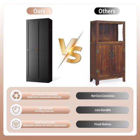 Kitchen Pantry Cabinet With 4 Adjustable Shelves, Heavy Duty Freestanding Organizer