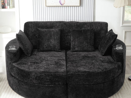 Boneless Design Upholstered Sofa Bed With Cup Holders