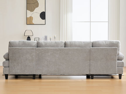U-Shaped Sectional Sofa 103.5" Fabric Couch With Dual Chaise Lounges, Storage Pockets, Armrest Pillows