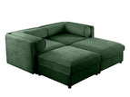 Dark Green / 3 Pc. 2 Seater Sectional, 2 Ottomans