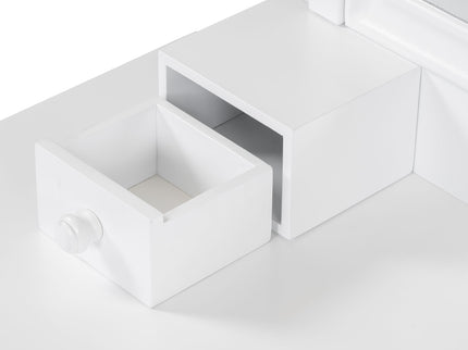 Elegant Makeup Vanity Desk With Adjustable Mirror And Storage And Construction - White