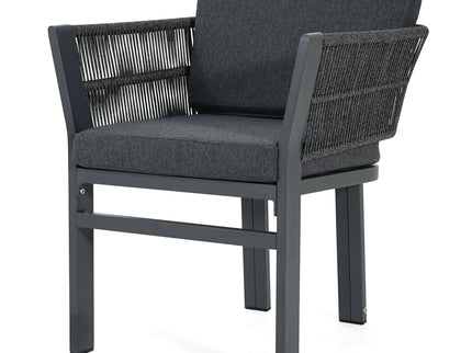 7 Piece Outdoor Dining Set With Table And 6 Chairs - Black / Teak / Gray
