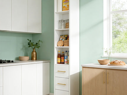 Tall Storage Cabinet With 3 Drawers For Bedroom - White