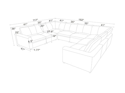Upholstered Large Seating Modular Design Sectional