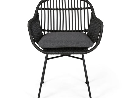 Outdoor Rattan Accent Chair With Metal Legs