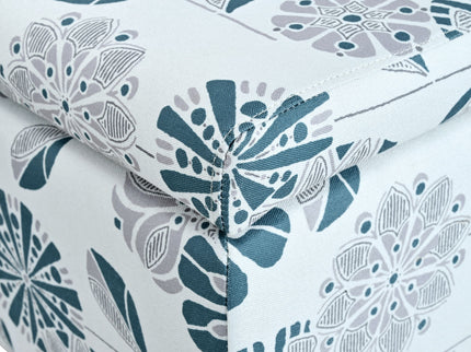 Luxury Storage Ottoman With Floral Patterned Fabric, Soft-Close Hinges, Multi Functional