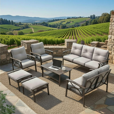 Patio Furniture Set With Coffee Table And Cushions For Backyard