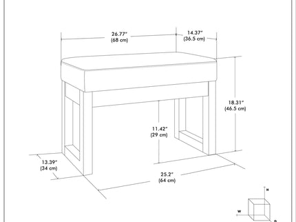 Milltown - Upholstered Ottoman Bench