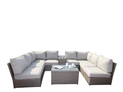 Comfortable Modern Patio Rattan Sectional Set With Cushions