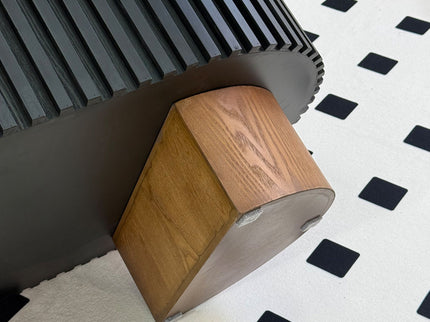 Elliptical Living Room Coffee Table With Hidden Storage And Removable Tabletop