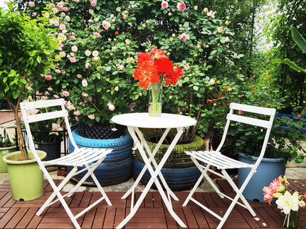 3 Piece Patio Bistro Set Of Foldable Round Table And Chairs
