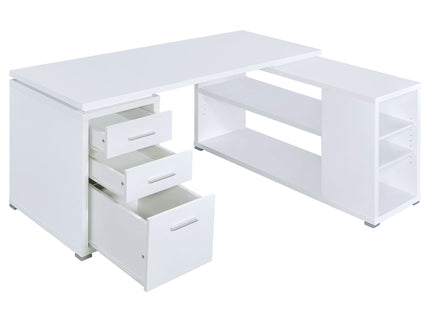Tona - L-Shape Computer Desk With 3 Drawers And 5 Shelves