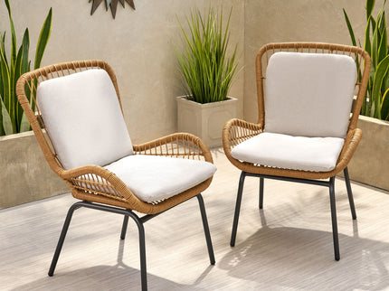Outdoor Wicker Club Chair With Cushions (Set of 2)