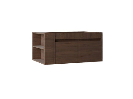 Floating Bathroom Vanity Cabinet, Soft Close Double Drawers, Open Side Storage, Wall Mounted, Cabinet Only
