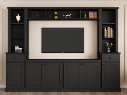 Minimalist Entertainment Wall Unit Set With Bridge For TVs Up To 75"