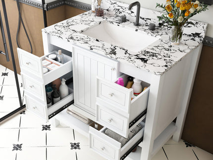Bathroom Vanity Set With 3 Drawers And Storage Cabinet - White