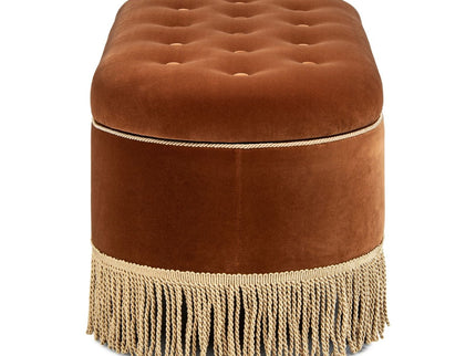 Melinda - Oval Tufted Bullion Fringe Storage Bench