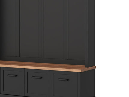 Hall Tree With Storage Bench Mudroom Coat Rack With 6 Hooks