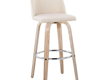 Toriano - Contemporary Fixed Height Barstool With Swivel & Round Footrest (Set of 2)