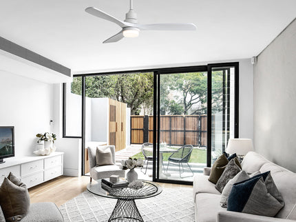 52" Blade Ceiling Fan With Remote Controlled LED Light And Quiet DC Motor - White