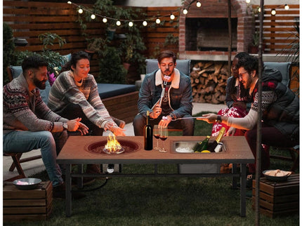 3 In 1 Outdoor Propane Fire Pit Table 50, 000 BTU With Ice Bucket - Gray