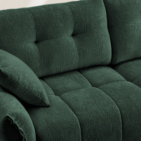 Elegant 3 Seater Sofa Set & Pillows Frame, High Rebound Cushions - Textured Green