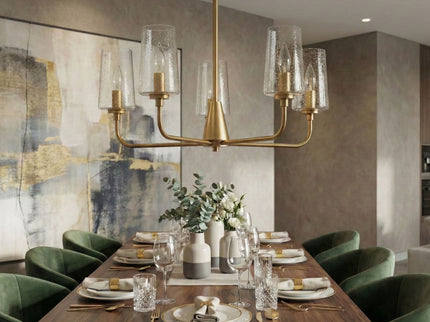 Dazzle - 5 Lights Chandelier With Clear Seeded Satin - Antique Brass / Clear / Gold