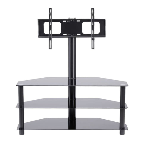 43.3" Multi-Function TV Stand Height Adjustable Bracket Swivel 3 Tier - Black