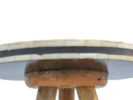 Inlay Bone Tripod Stool - Beige / White