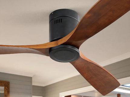 Ceiling Fan With 3 Solid Blades, Remote Controlled Reversible DC Motor - Black